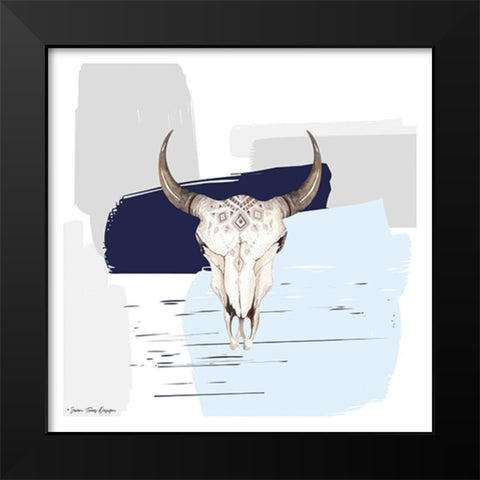 Colored Steer Head II Black Modern Wood Framed Art Print by Seven Trees Design