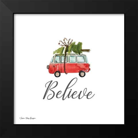 Believe Black Modern Wood Framed Art Print by Seven Trees Design