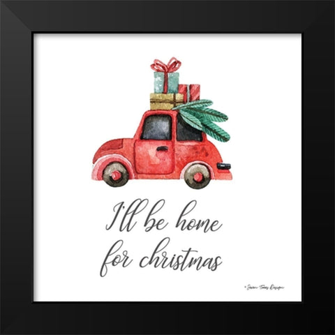Ill be Home for Christmas Black Modern Wood Framed Art Print by Seven Trees Design