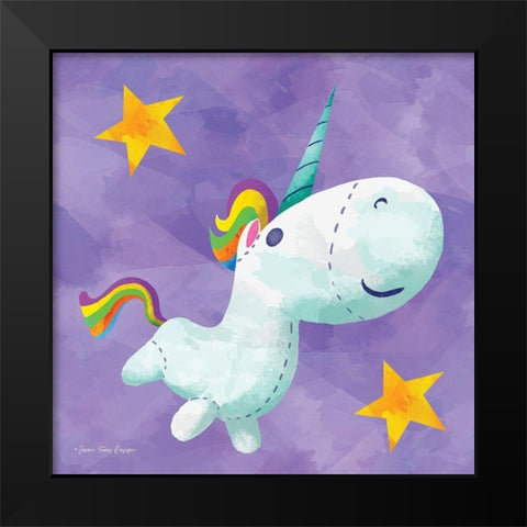 Rainbow Unicorn II Black Modern Wood Framed Art Print by Seven Trees Design