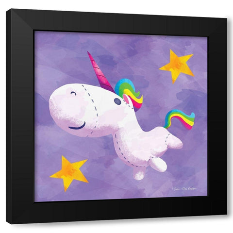 Rainbow Unicorn III Black Modern Wood Framed Art Print with Double Matting by Seven Trees Design