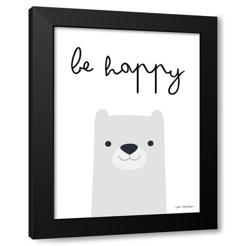Be Happy Black Modern Wood Framed Art Print with Double Matting by Seven Trees Design