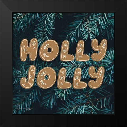 Gingerbread Holly Jolly   Black Modern Wood Framed Art Print by Seven Trees Design