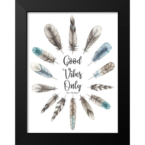Good Vibes Only Black Modern Wood Framed Art Print by Seven Trees Design