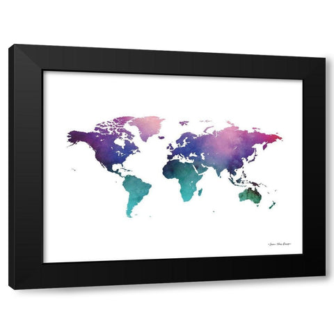 Cosmos Watercolor World Black Modern Wood Framed Art Print by Seven Trees Design