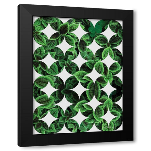 Leaves Pattern Black Modern Wood Framed Art Print by Seven Trees Design