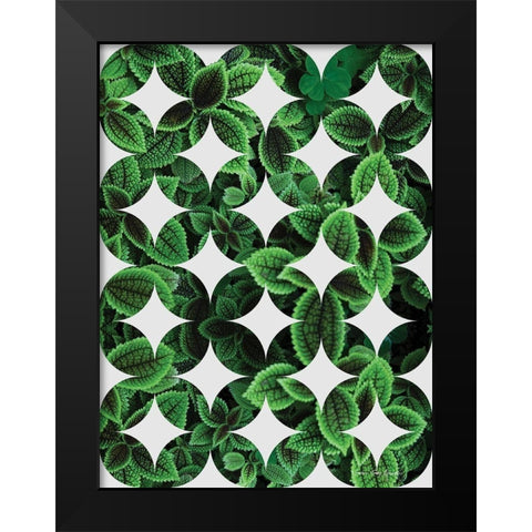 Leaves Pattern Black Modern Wood Framed Art Print by Seven Trees Design