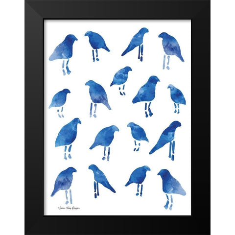Bleu Birds Black Modern Wood Framed Art Print by Seven Trees Design