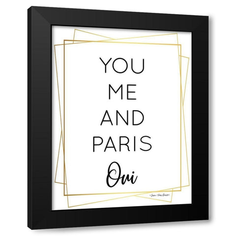 You Me and Paris Black Modern Wood Framed Art Print with Double Matting by Seven Trees Design