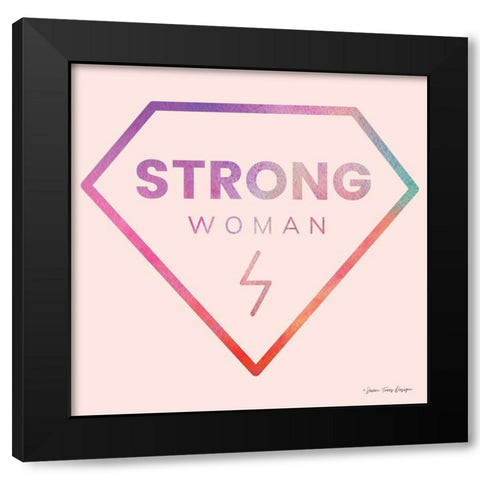 Strong Woman Black Modern Wood Framed Art Print with Double Matting by Seven Trees Design