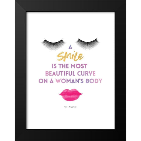 A Smile Black Modern Wood Framed Art Print by Seven Trees Design
