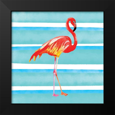 Tropical Life Flamingo II Black Modern Wood Framed Art Print by Seven Trees Design