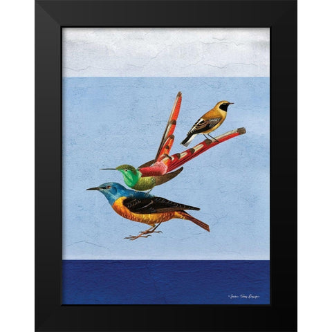 Stacked Birds Black Modern Wood Framed Art Print by Seven Trees Design