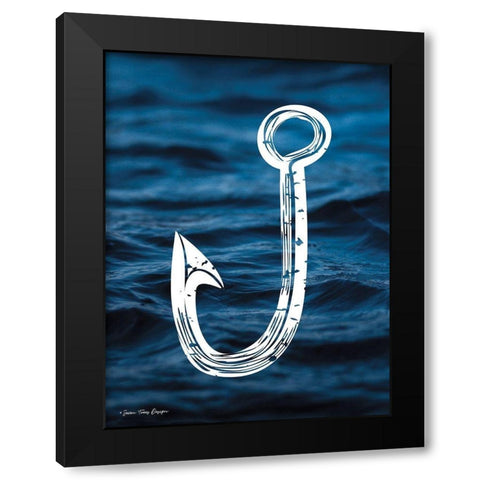 Fishing Black Modern Wood Framed Art Print by Seven Trees Design