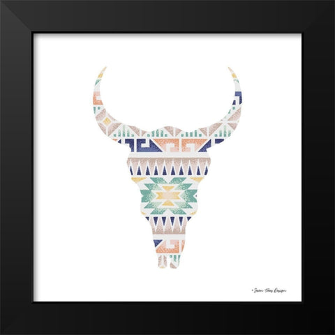 Aztec Cow Head   Black Modern Wood Framed Art Print by Seven Trees Design