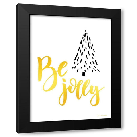 Be Jolly Christmas Tree Black Modern Wood Framed Art Print with Double Matting by Seven Trees Design