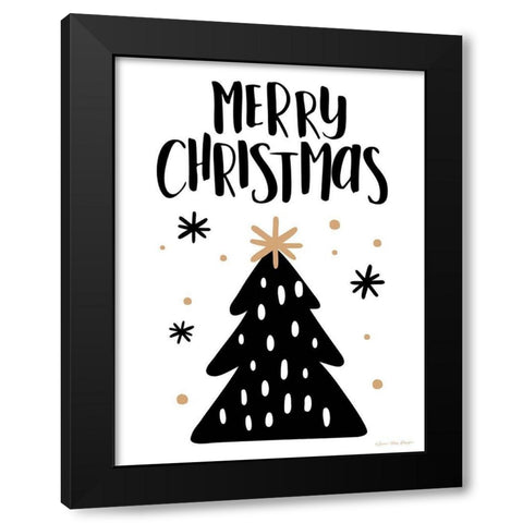 Merry Christmas Tree Black Modern Wood Framed Art Print by Seven Trees Design
