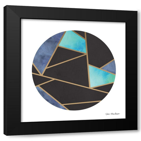 Abstract Circles II Black Modern Wood Framed Art Print with Double Matting by Seven Trees Design
