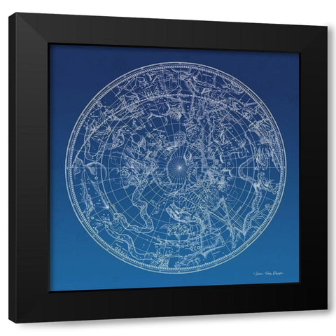 Constellations Map I Black Modern Wood Framed Art Print by Seven Trees Design