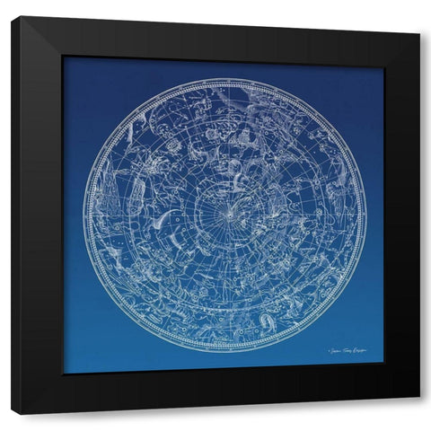 Constellations Map II Black Modern Wood Framed Art Print by Seven Trees Design