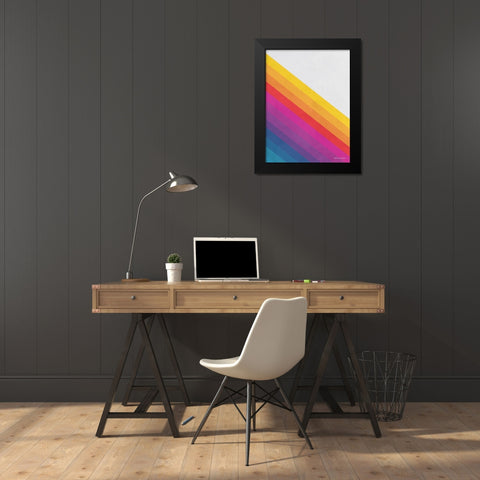 Vintage Retro Lines II Black Modern Wood Framed Art Print by Seven Trees Design
