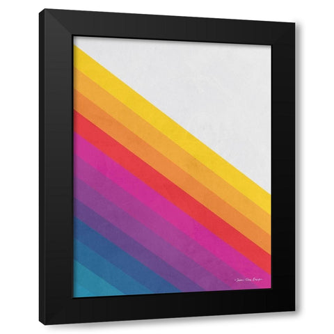 Vintage Retro Lines II Black Modern Wood Framed Art Print with Double Matting by Seven Trees Design