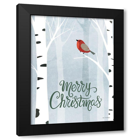 Merry Christmas Forest Black Modern Wood Framed Art Print by Seven Trees Design