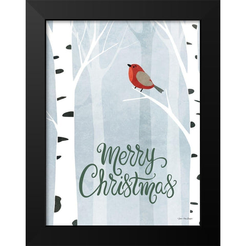 Merry Christmas Forest Black Modern Wood Framed Art Print by Seven Trees Design