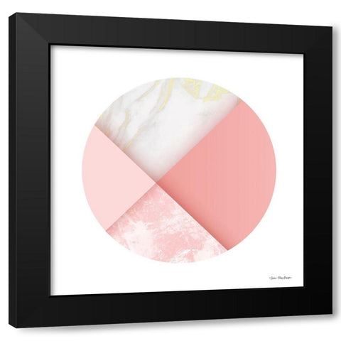 Pink Marble Circle I Black Modern Wood Framed Art Print by Seven Trees Design