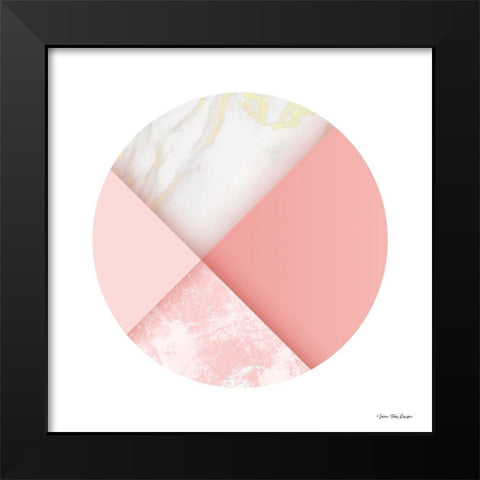 Pink Marble Circle I Black Modern Wood Framed Art Print by Seven Trees Design