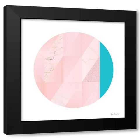 Pink Marble Circle II Black Modern Wood Framed Art Print with Double Matting by Seven Trees Design