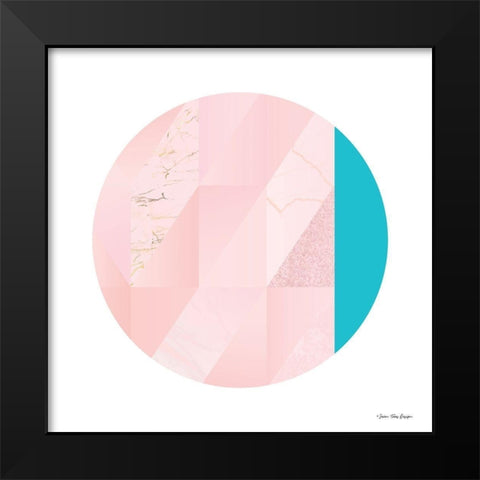 Pink Marble Circle II Black Modern Wood Framed Art Print by Seven Trees Design