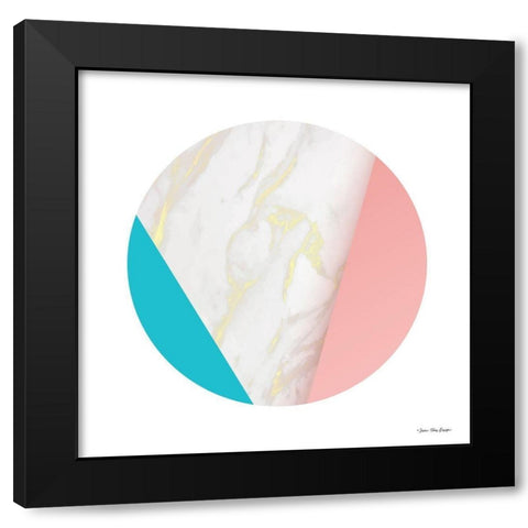 Pink Marble Circle III Black Modern Wood Framed Art Print with Double Matting by Seven Trees Design