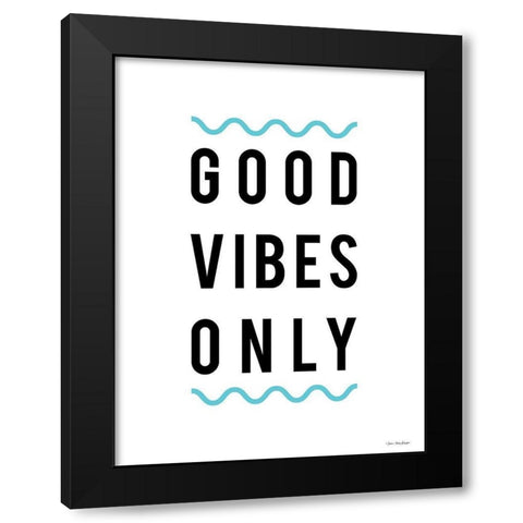 Good Vibes Only Black Modern Wood Framed Art Print with Double Matting by Seven Trees Design