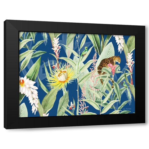 Leopard Flowers Black Modern Wood Framed Art Print by Seven Trees Design