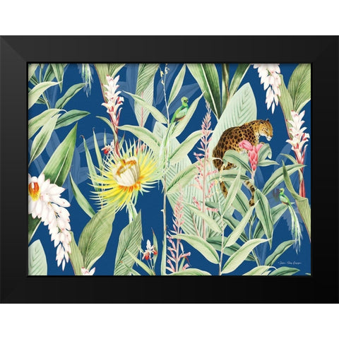 Leopard Flowers Black Modern Wood Framed Art Print by Seven Trees Design