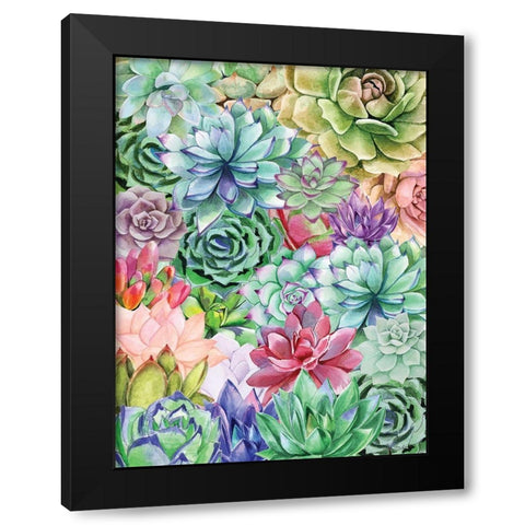 Succulents Paradise Black Modern Wood Framed Art Print with Double Matting by Seven Trees Design