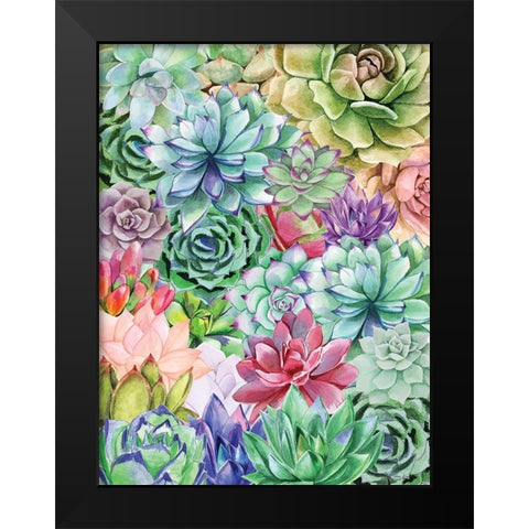 Succulents Paradise Black Modern Wood Framed Art Print by Seven Trees Design
