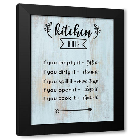 Kitchen Rules Black Modern Wood Framed Art Print by Seven Trees Design