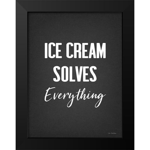 Ice Cream Solves Everything Black Modern Wood Framed Art Print by Seven Trees Design