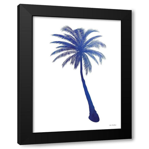Blue Palm Tree I Black Modern Wood Framed Art Print with Double Matting by Seven Trees Design