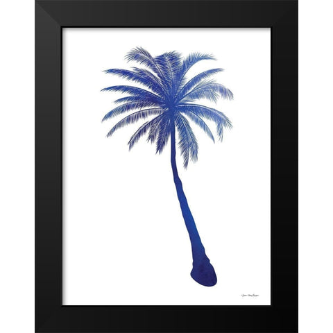 Blue Palm Tree I Black Modern Wood Framed Art Print by Seven Trees Design