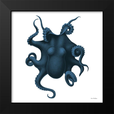 Blue Sea Life II Black Modern Wood Framed Art Print by Seven Trees Design