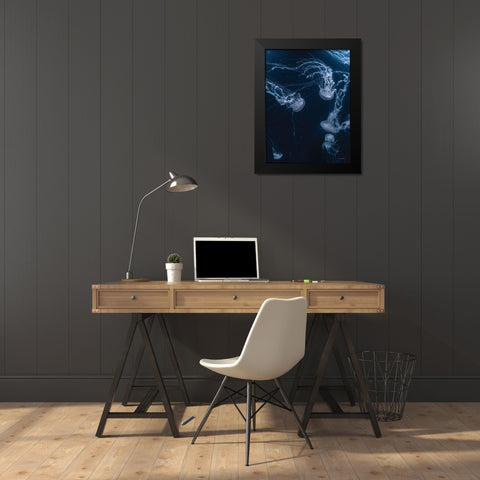 Deep Ocean Black Modern Wood Framed Art Print by Seven Trees Design