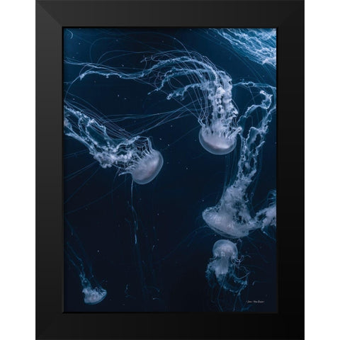 Deep Ocean Black Modern Wood Framed Art Print by Seven Trees Design