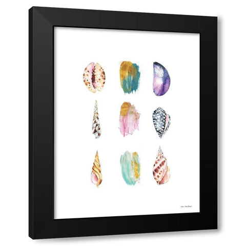 Sea and Brush Strokes I Black Modern Wood Framed Art Print with Double Matting by Seven Trees Design