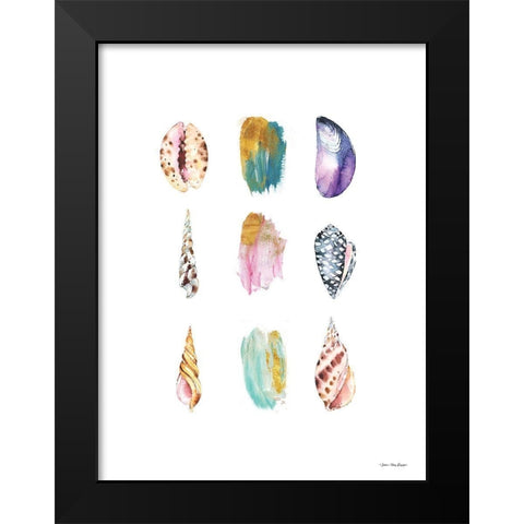 Sea and Brush Strokes I Black Modern Wood Framed Art Print by Seven Trees Design