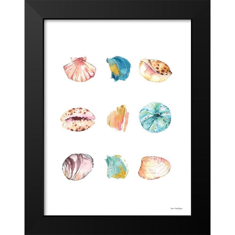Sea and Brush Strokes II Black Modern Wood Framed Art Print by Seven Trees Design