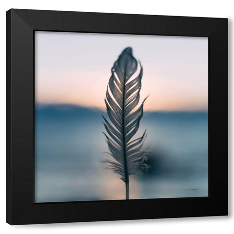 Feather Sunset Black Modern Wood Framed Art Print with Double Matting by Stellar Design Studio