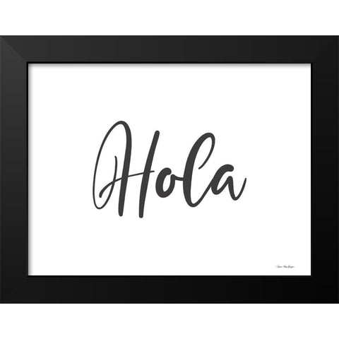 Spanish Hello Black Modern Wood Framed Art Print by Stellar Design Studio